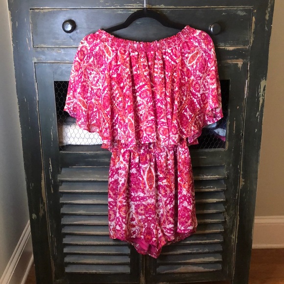 Mumu off the shoulder Romper sz L - Picture 3 of 5